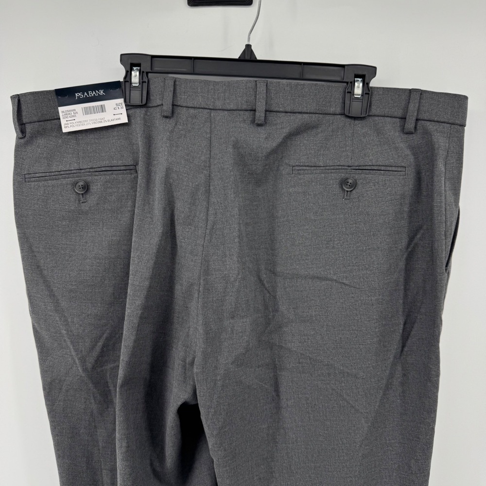 Jos A Bank Mens Grey Tailored Fit Dress Pants 42x30‎ Poly Viscose Stretch - Picture 10 of 16